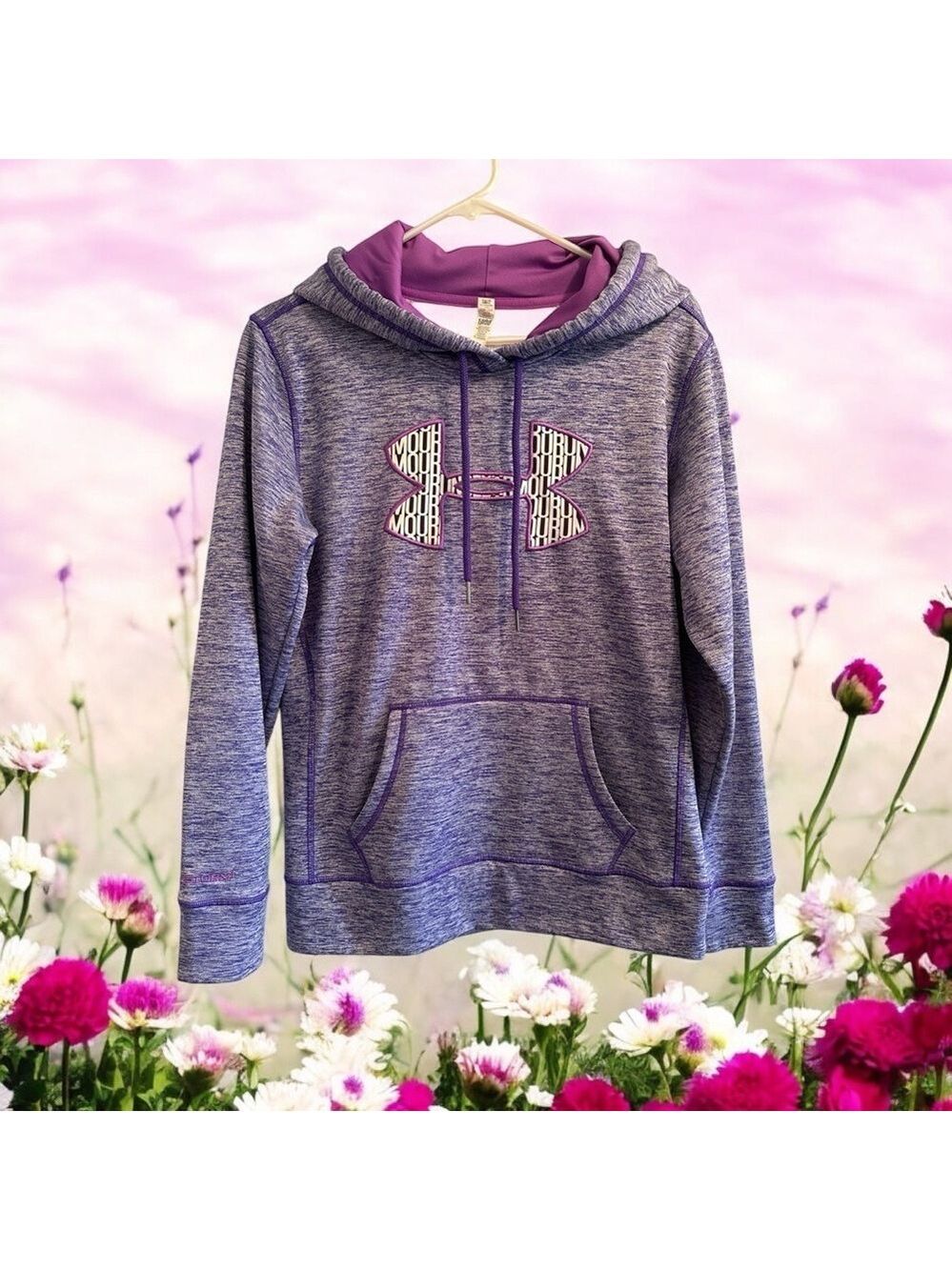 Under Armour Cold Gear Womens Small Hoodie Sweatshirt Purple Long Sleeves